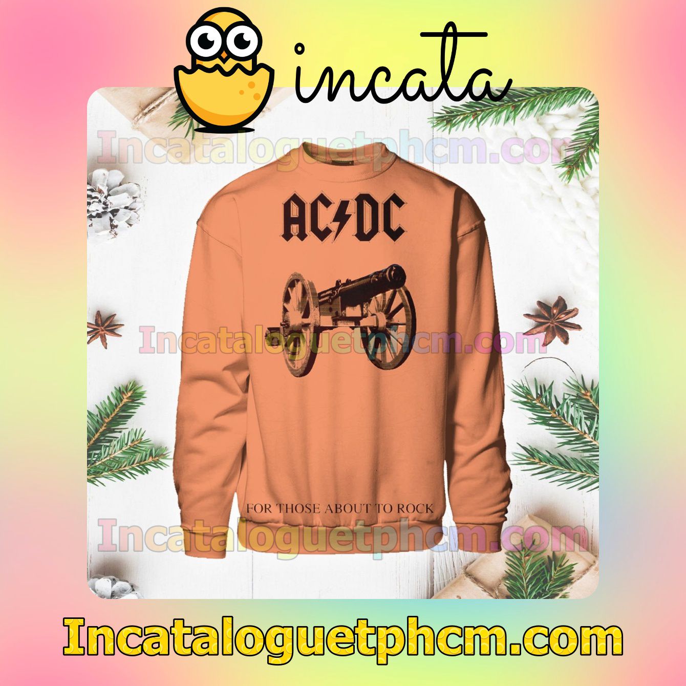 Ac Dc For Those About To Rock Album Cover Long Sleeve Shirts For Men