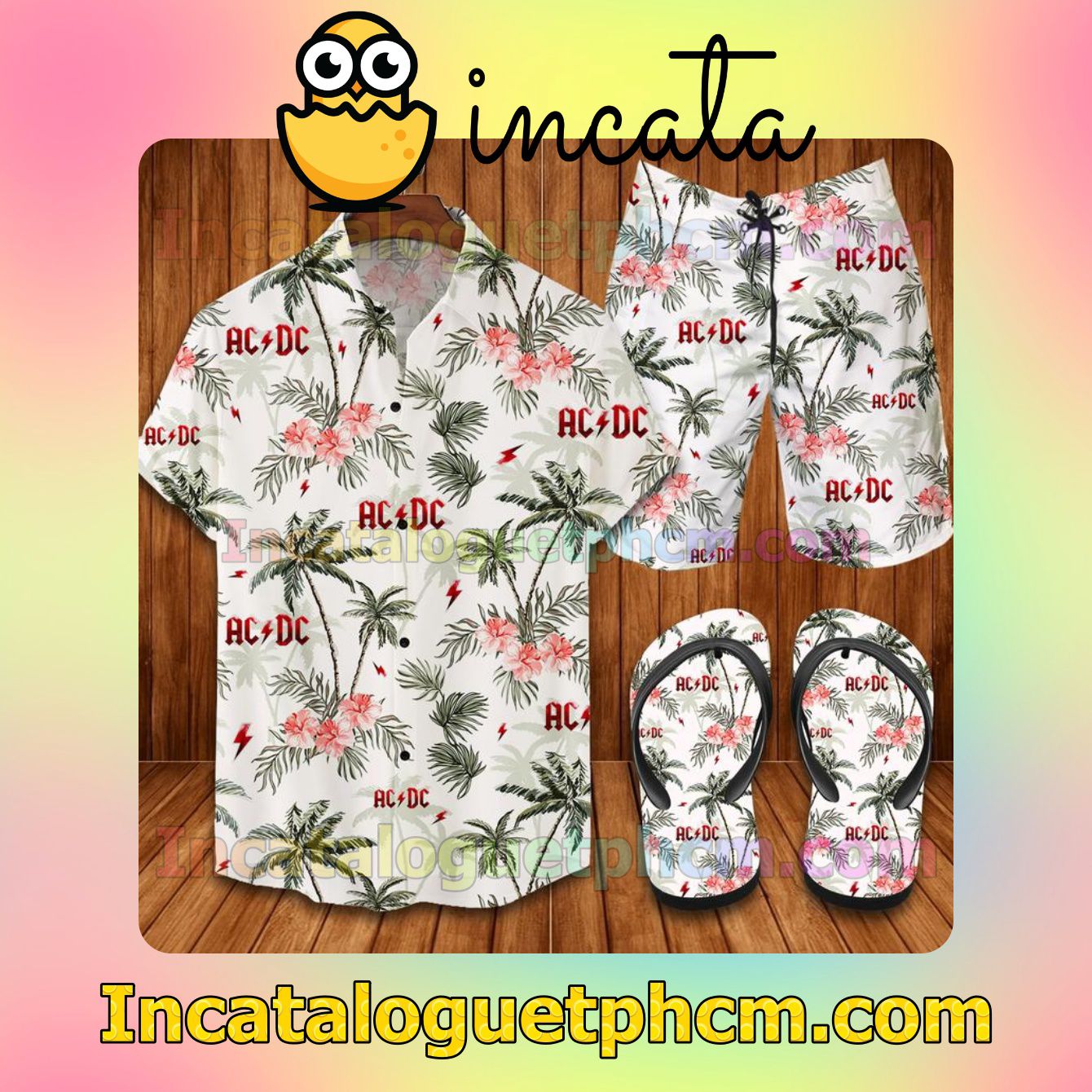 Best Gift Ac Dc Palm Aloha Shirt And Shorts