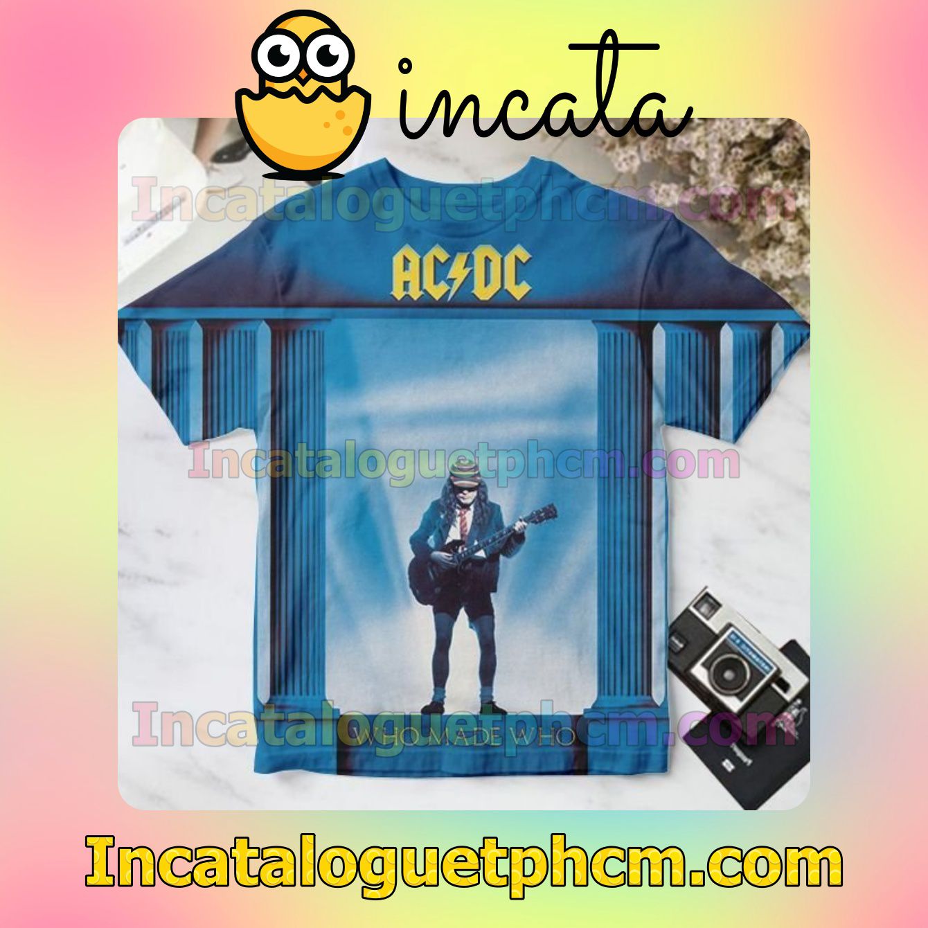 Ac Dc Who Made Who Album Cover Blue For Fan Shirt