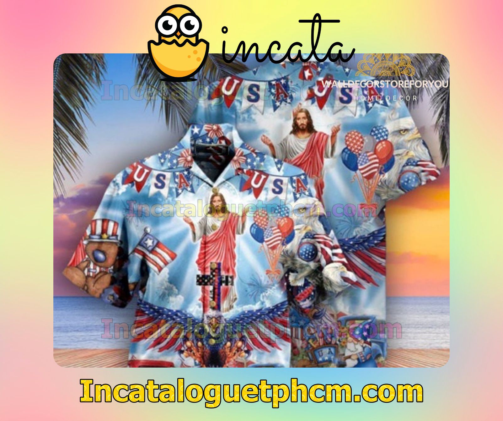America Patriotism Jesus Edition Beach Shirt