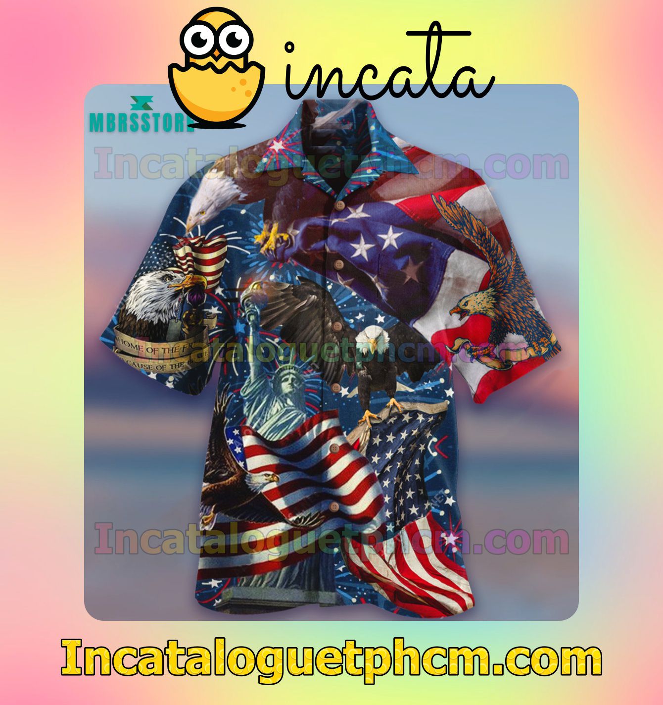 American Patriotic Eagl Beach Shirt