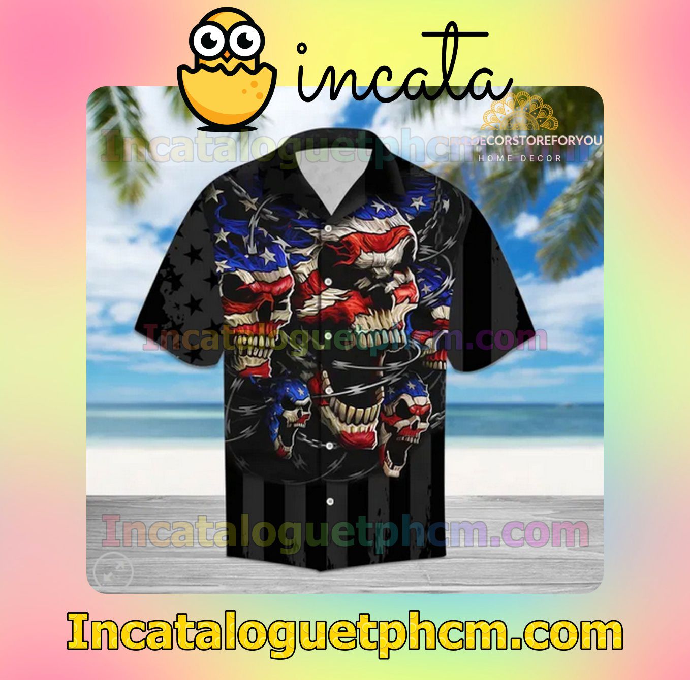 American Skulls Beach Shirt