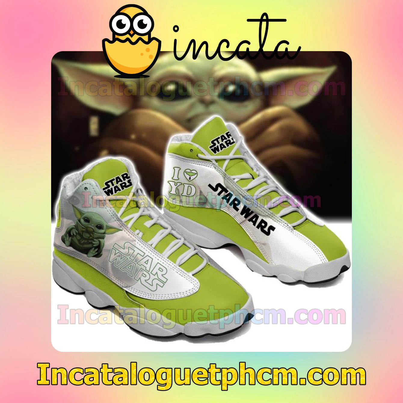Baby Yoda From Star Wars Green White Jordans