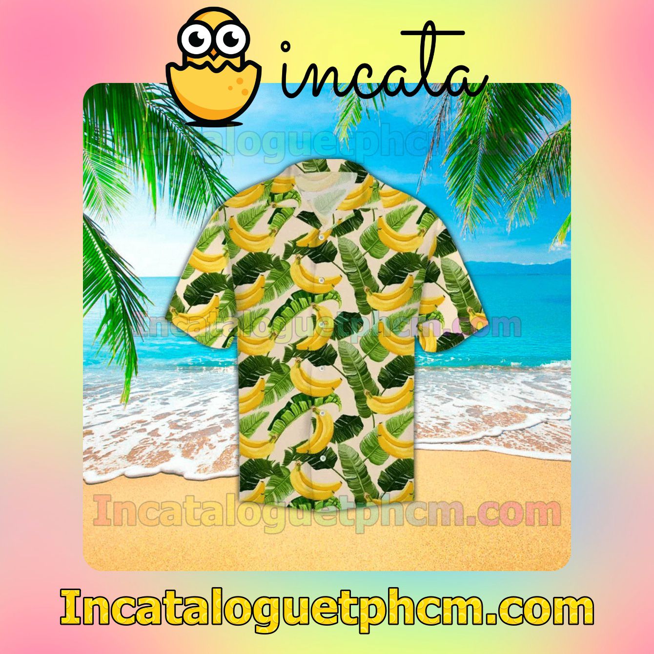 Banana & Leaf Pattern Beach Shirt