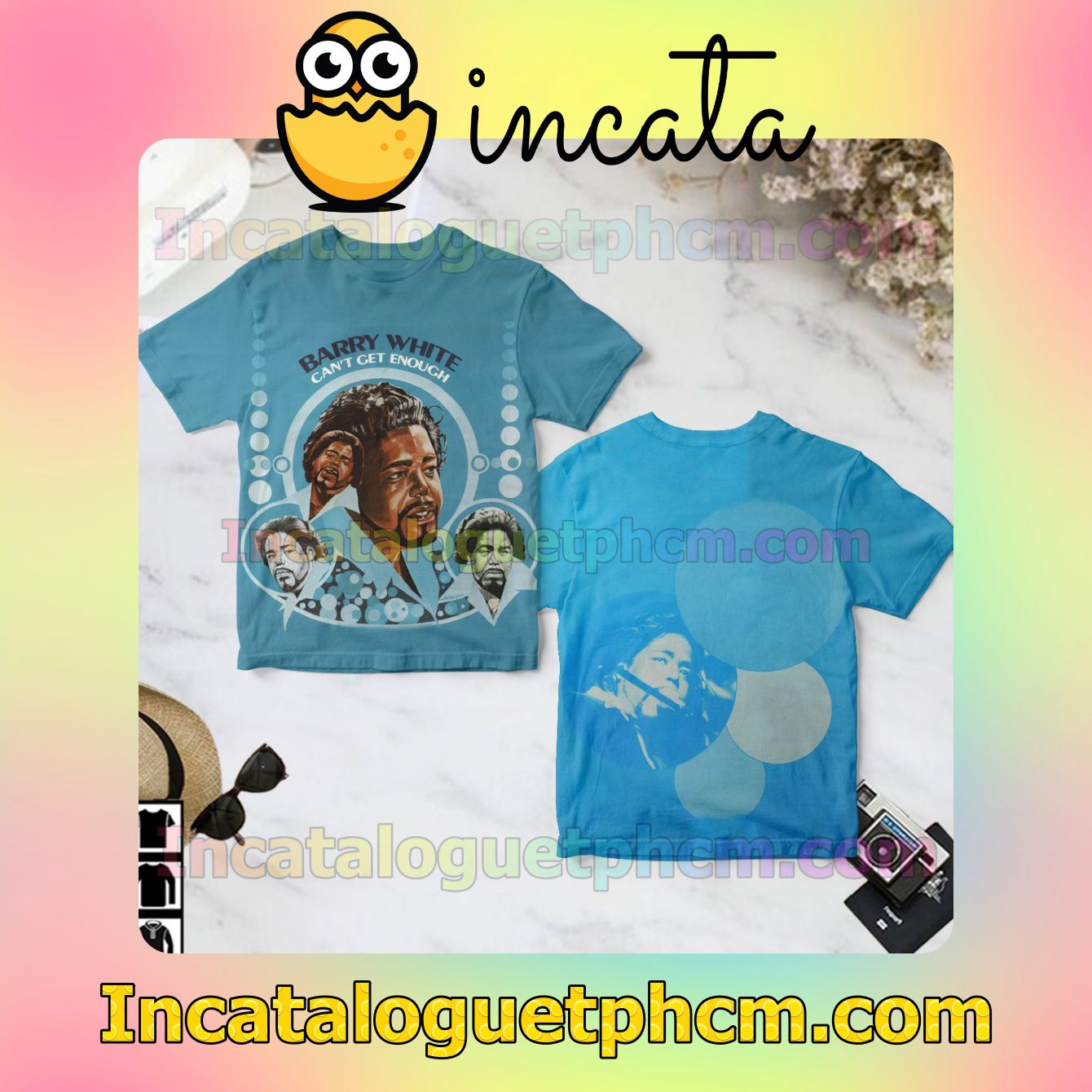 Barry White Can't Get Enough Album Cover Blue Gift Shirt