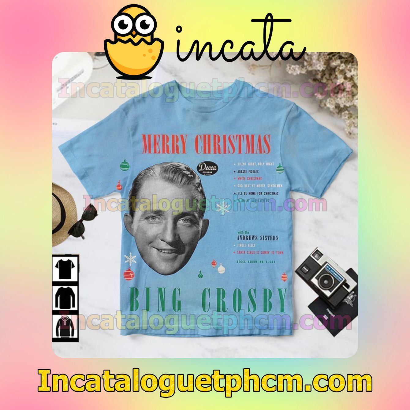 Bing Crosby Merry Christmas Album Cover For Fan Shirt