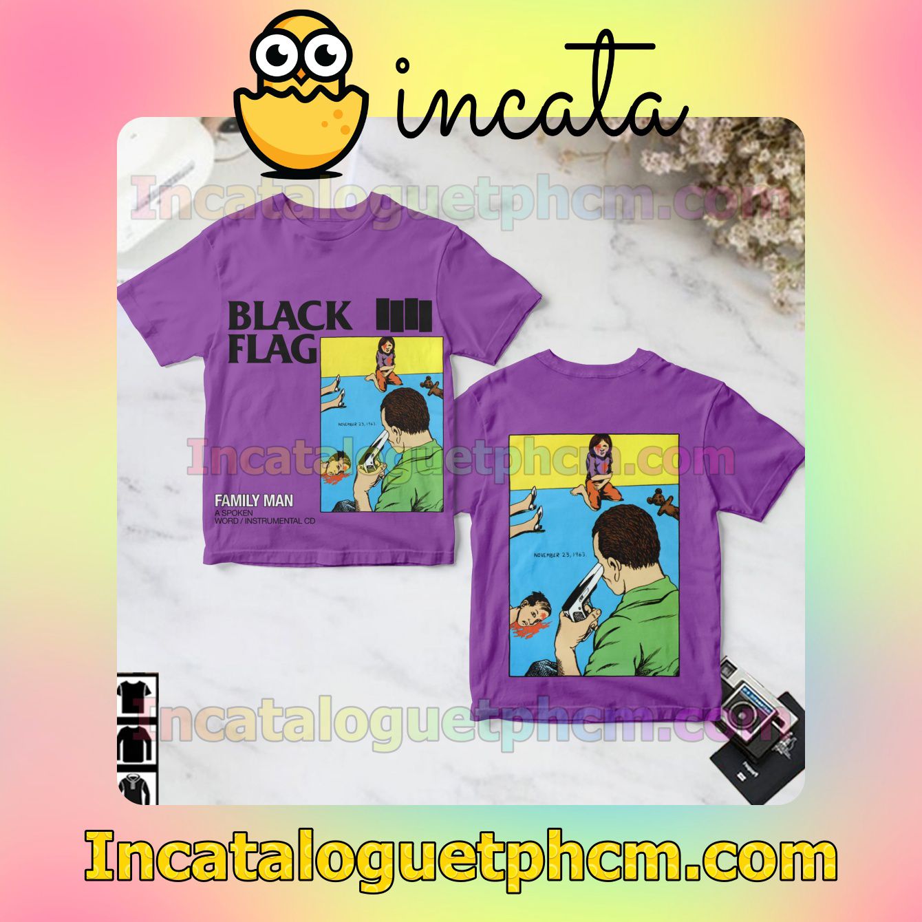 Black Flag Family Man Album Cover Purple Gift Shirt
