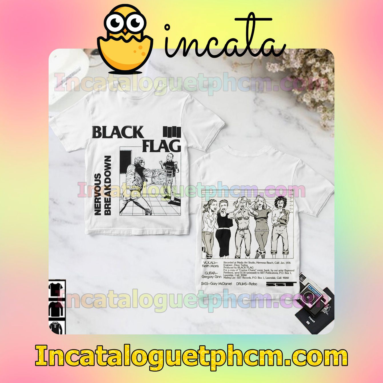 Black Flag Nervous Breakdown Album Cover White Gift Shirt