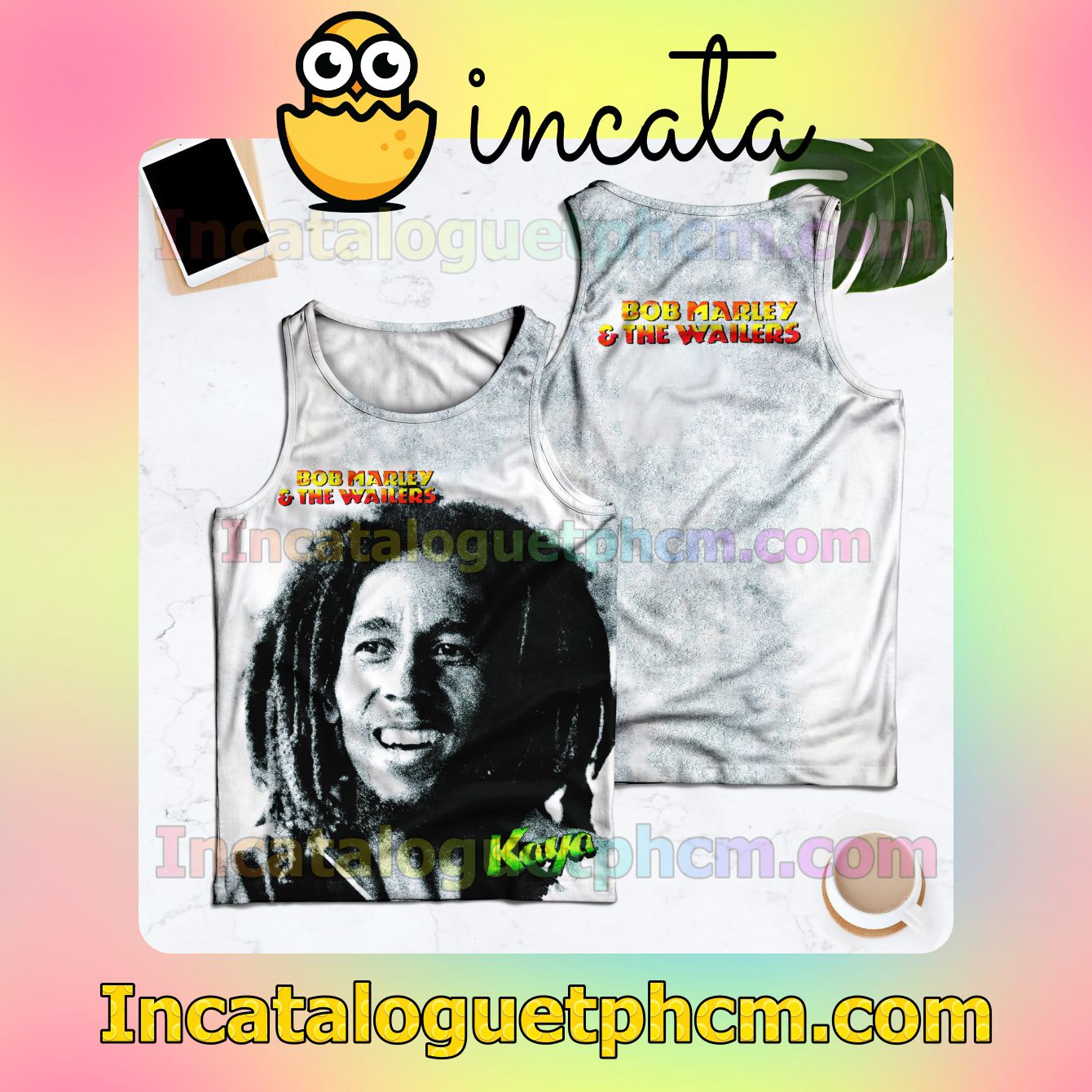 Bob Marley And The Wailers Kaya Album Cover Racerback Tank