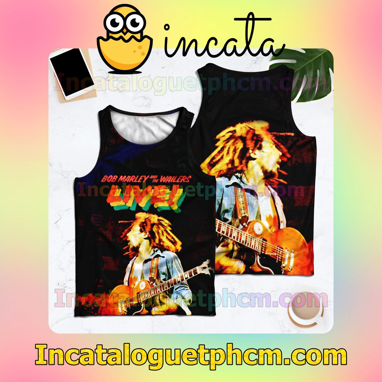 Bob Marley And The Wailers Live Album Cover Racerback Tank