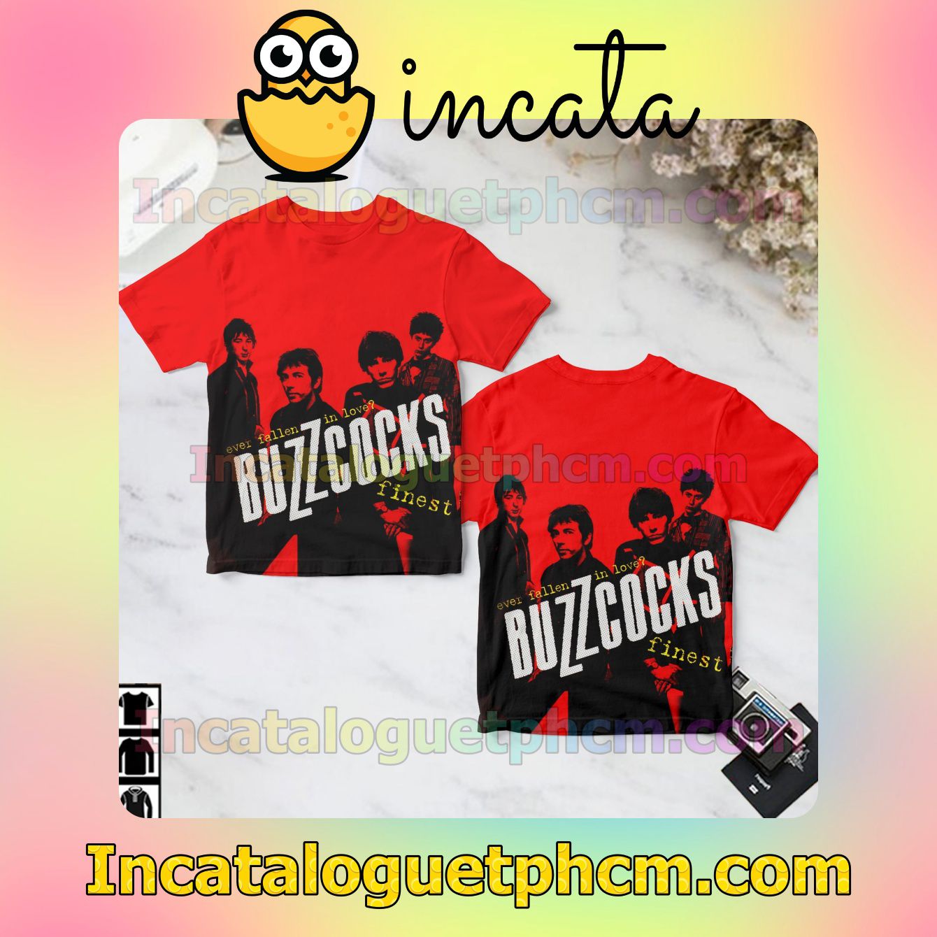 Buzzcocks Finest Ever Fallen In Love Album Cover Red Gift Shirt