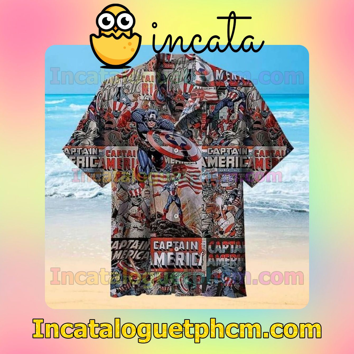 Captain America Aloha Disney Summer Beach Shirt