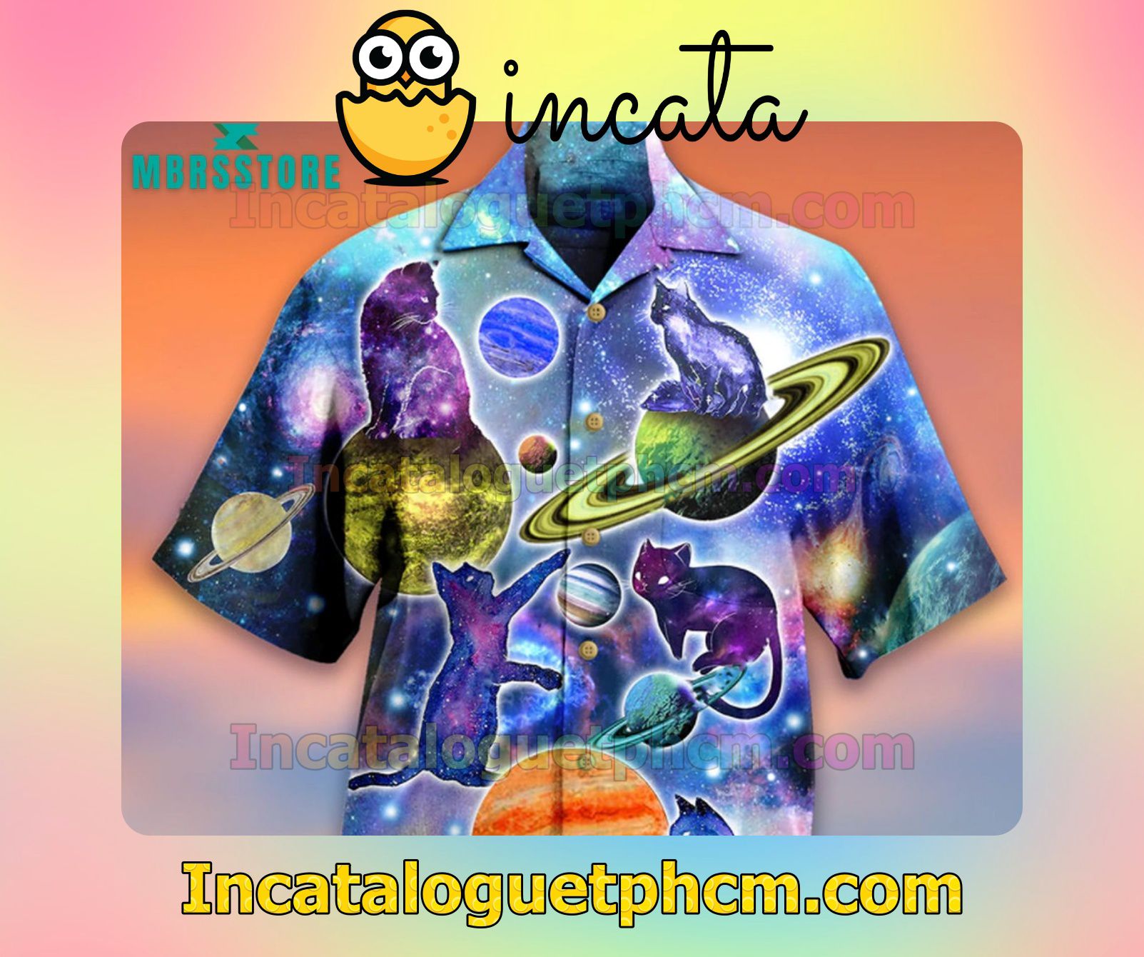 Cat Plays With Space Limited Edition Beach Shirt