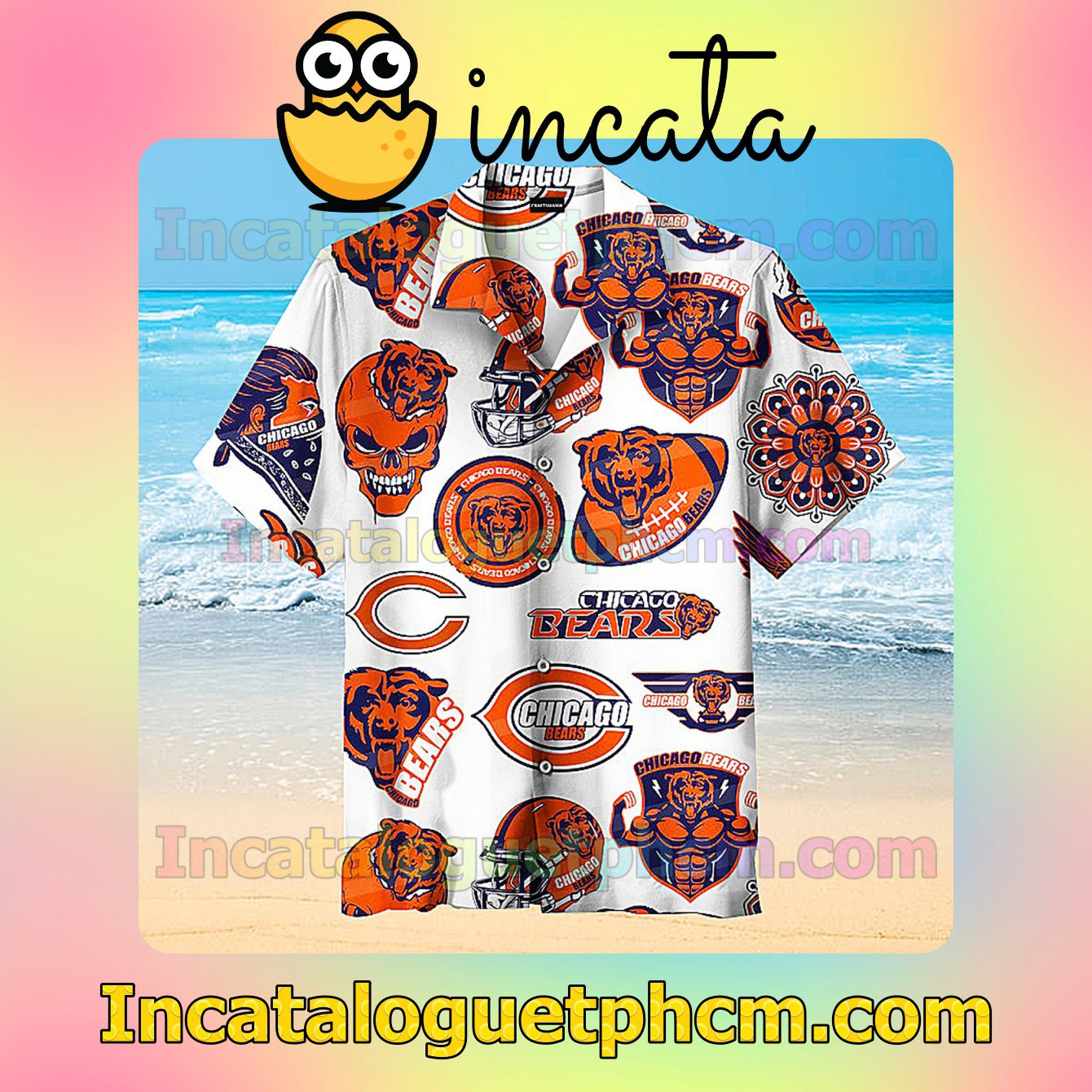 Chicago Bears Print Rugby Vacation Shirt