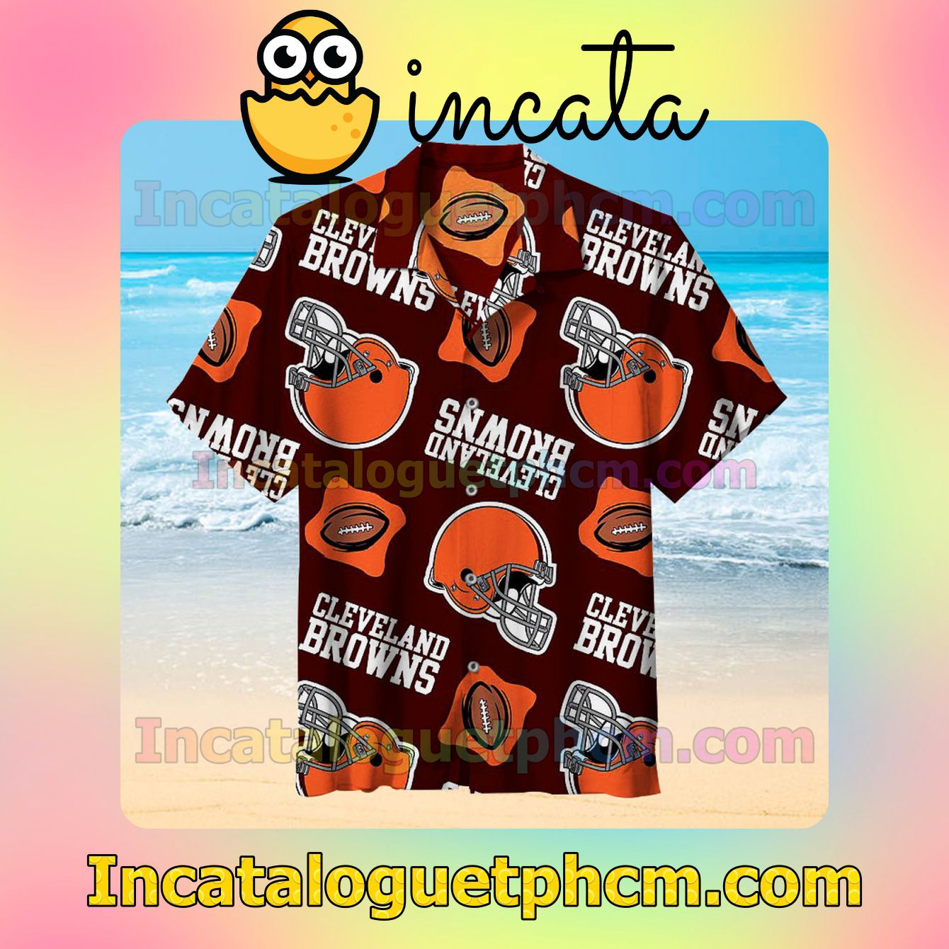 Cleveland Browns Helmet And Football Symbol Vacation Shirt