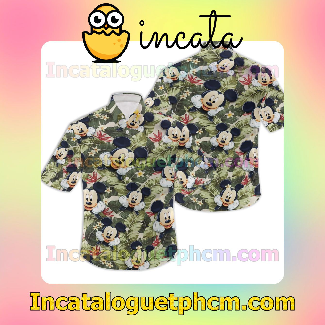 Cute Mickey Mouse Floral Beach Shirt