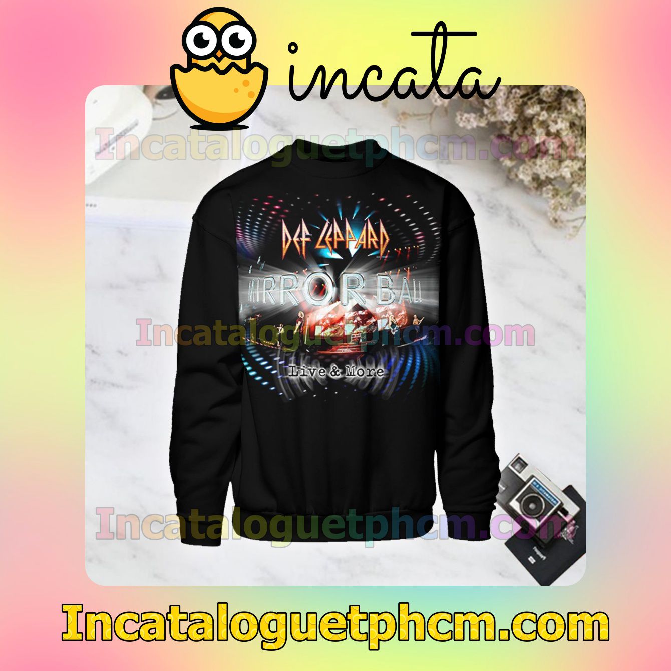 Def Leppard Mirror Ball Live And More Album Cover Long Sleeve Shirts For Men