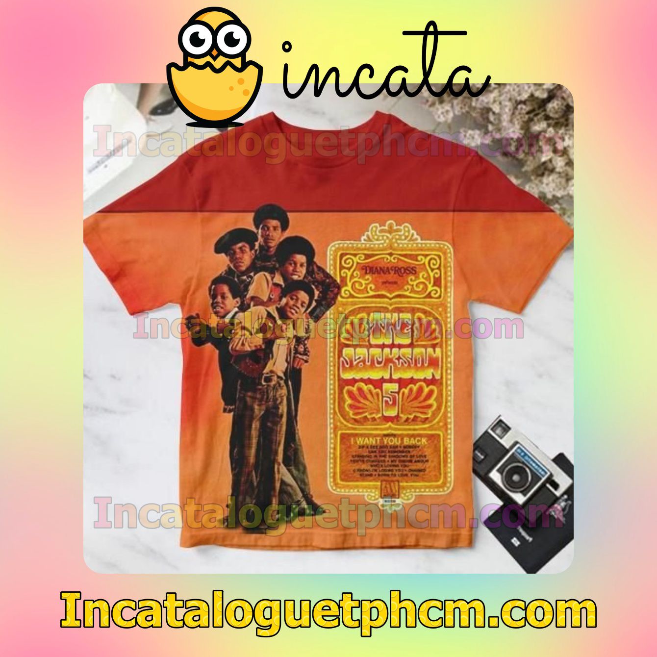 Diana Ross Presents The Jackson 5 Album Cover Mix Red And Orange For Fan Shirt