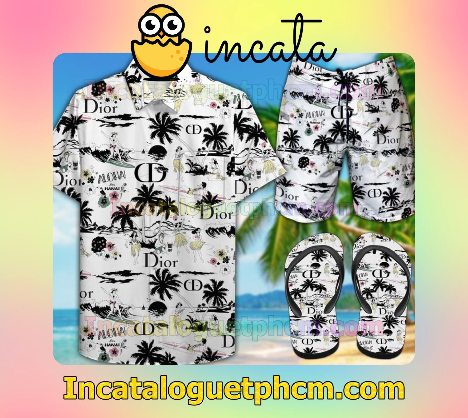 Dior Aloha Palm Aloha Shirt And Shorts