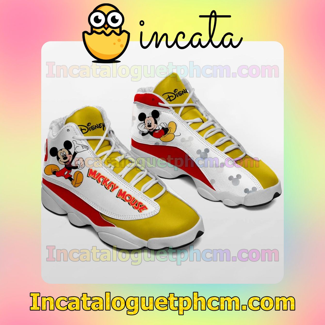 Disney Mickey Mouse White Yellow Jordans