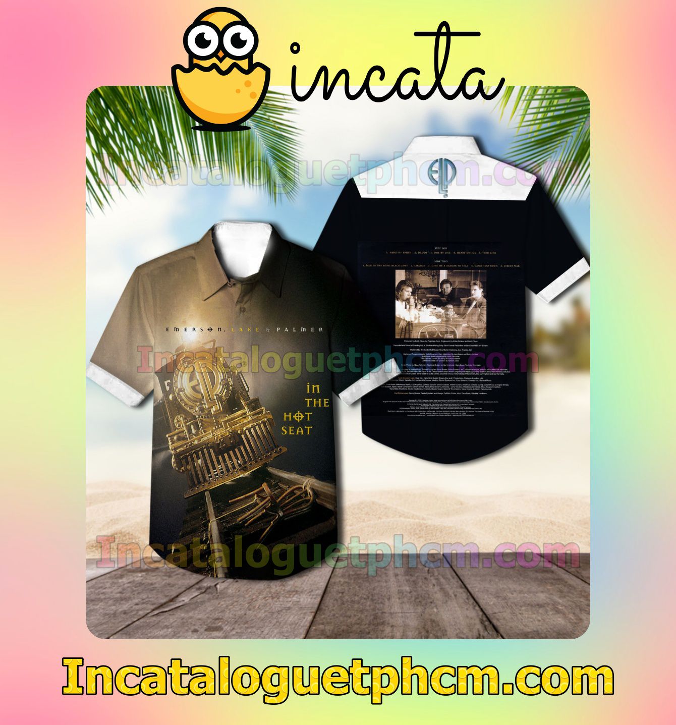 Emerson Lake And Palmer In The Hot Seat Album Cover Summer Hawaii Shirt