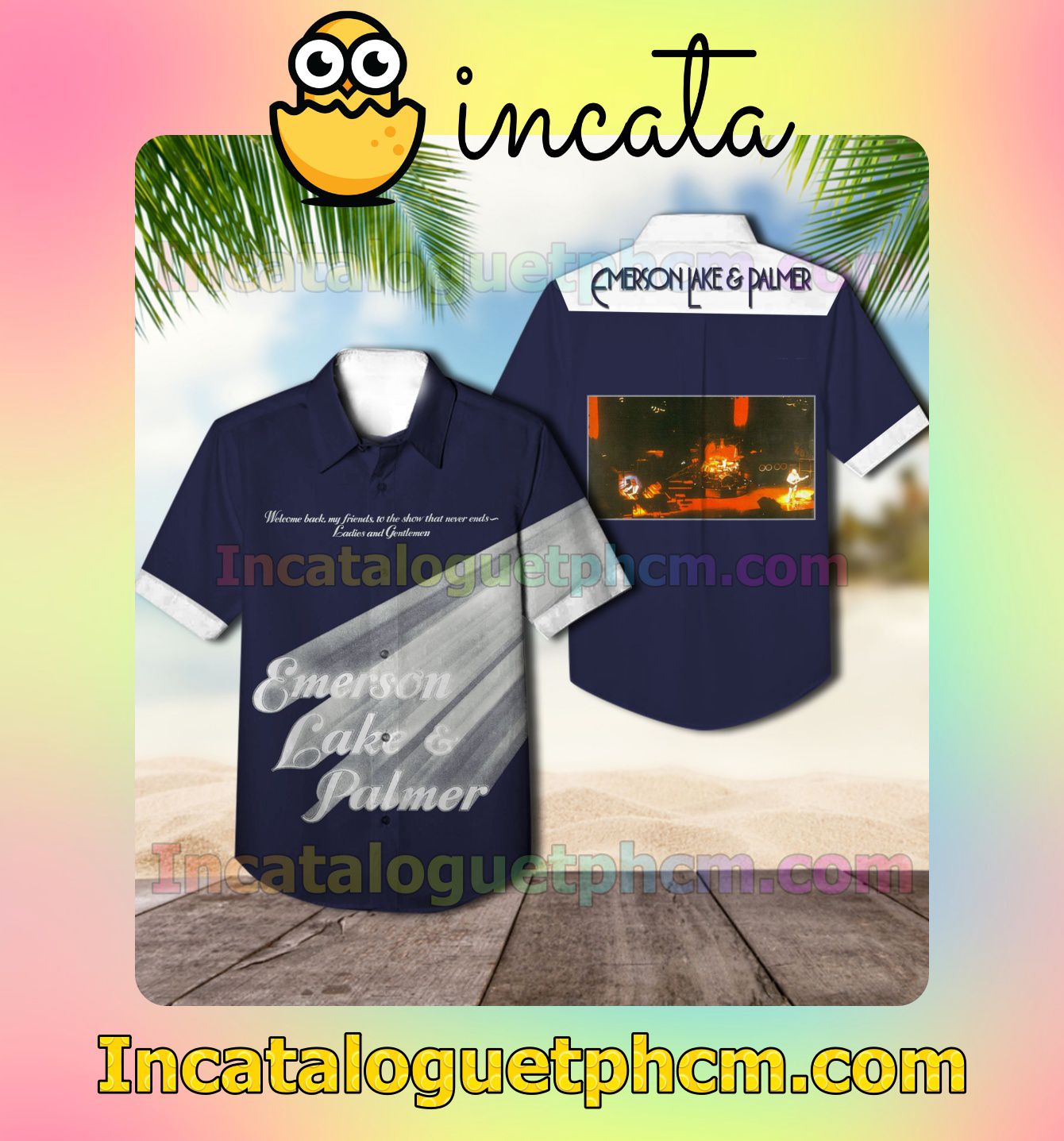 Emerson Lake And Palmer Welcome Back My Friends To The Show That Never Ends Navy Summer Hawaii Shirt