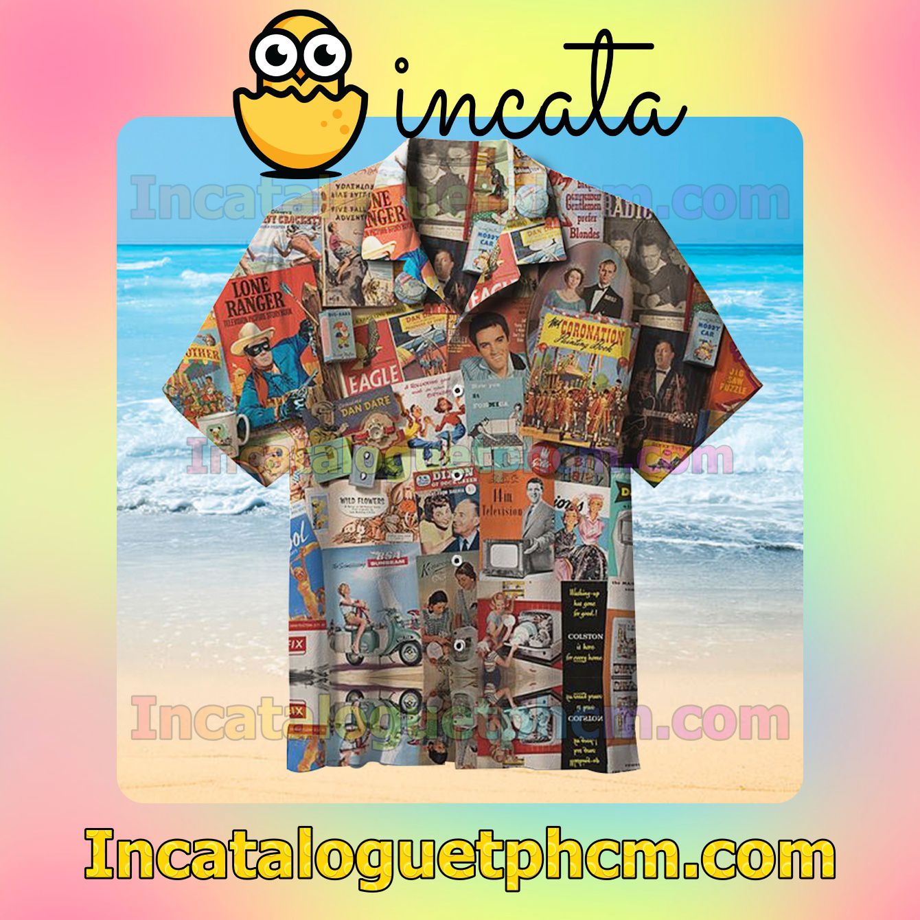 Fashion Retro Poster Spirit Of The 50s Colorful Vacation Shirt
