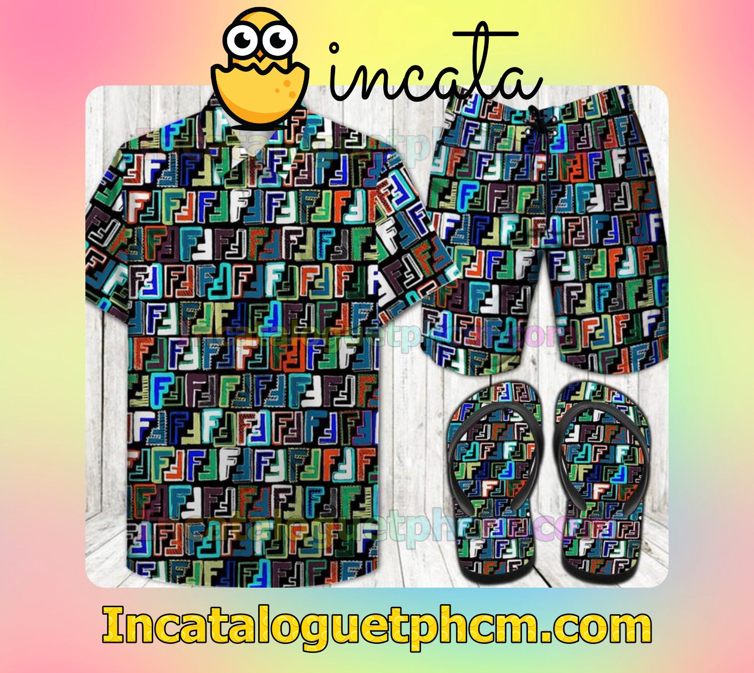 Fendi Fun Color Aloha Shirt And Shorts