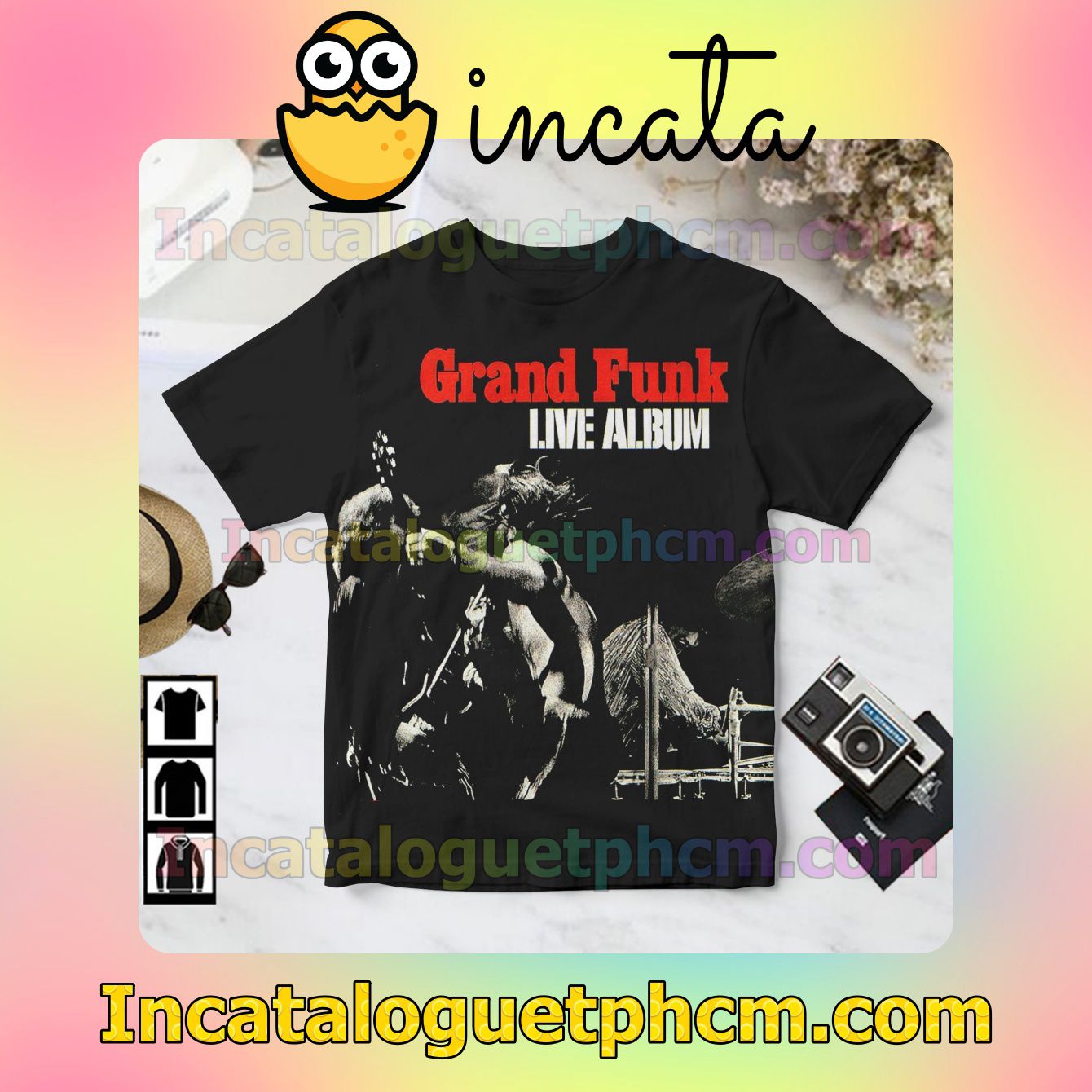 Grand Funk Railroad Live Album Cover Black Gift Shirt