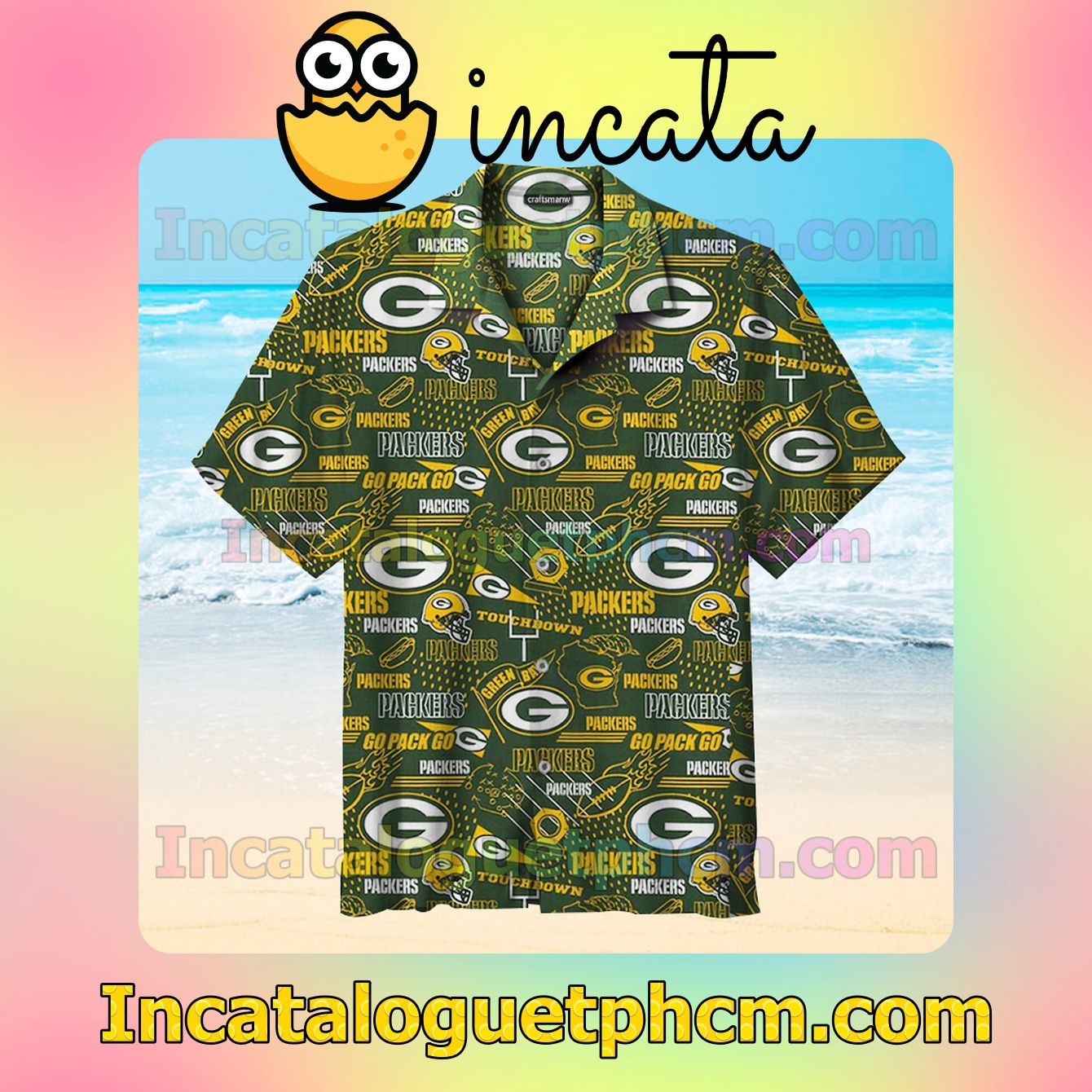 Green Bay Packers Retro Print Nfl Green Vacation Shirt
