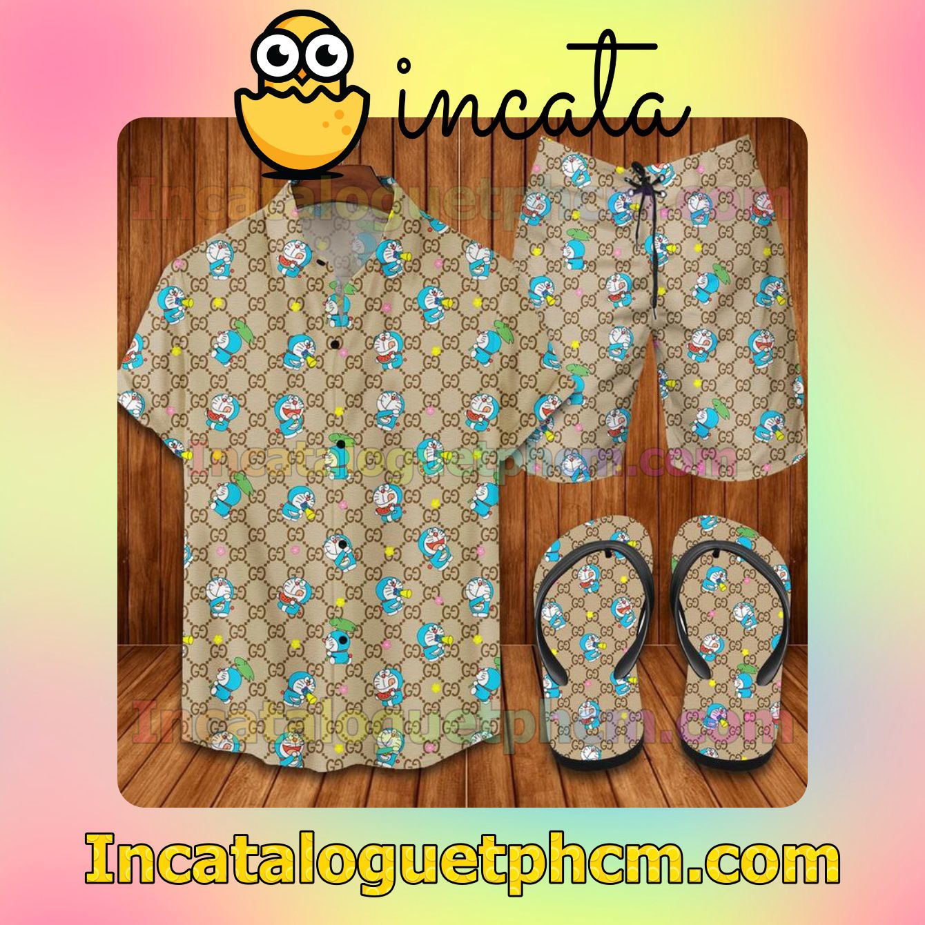 Gucci Doremon Aloha Shirt And Shorts