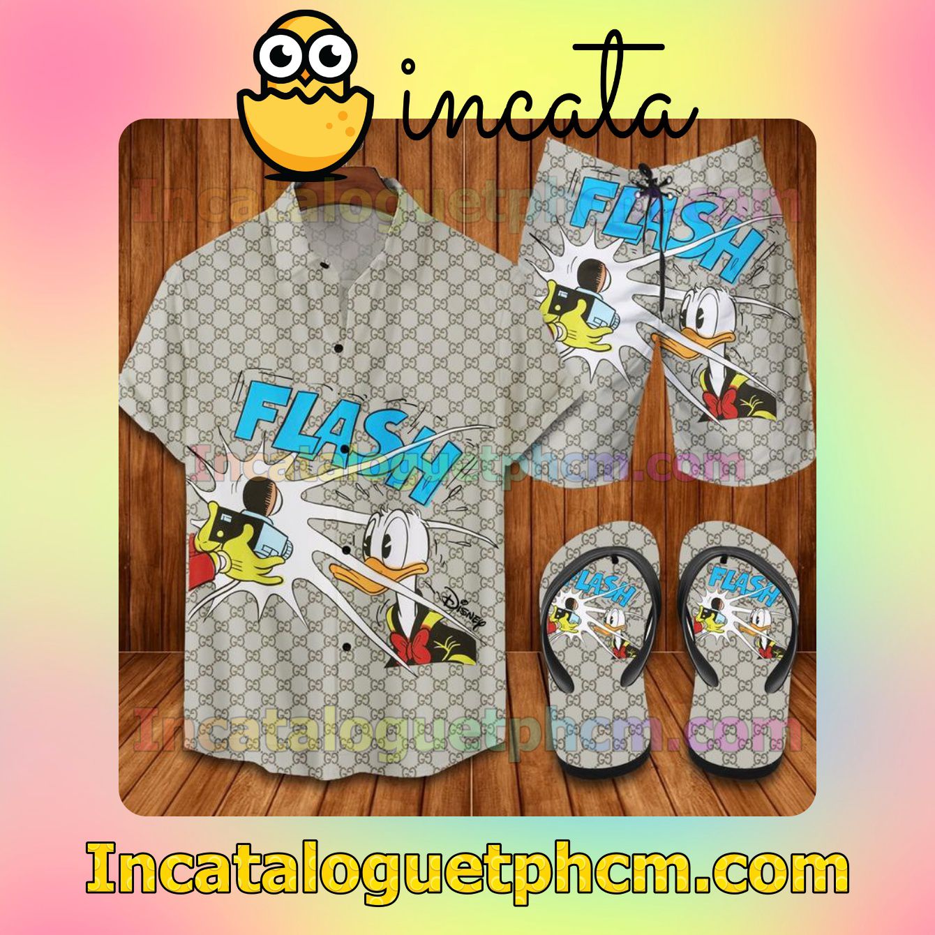 Gucci Flash Donald Duck Aloha Shirt And Shorts
