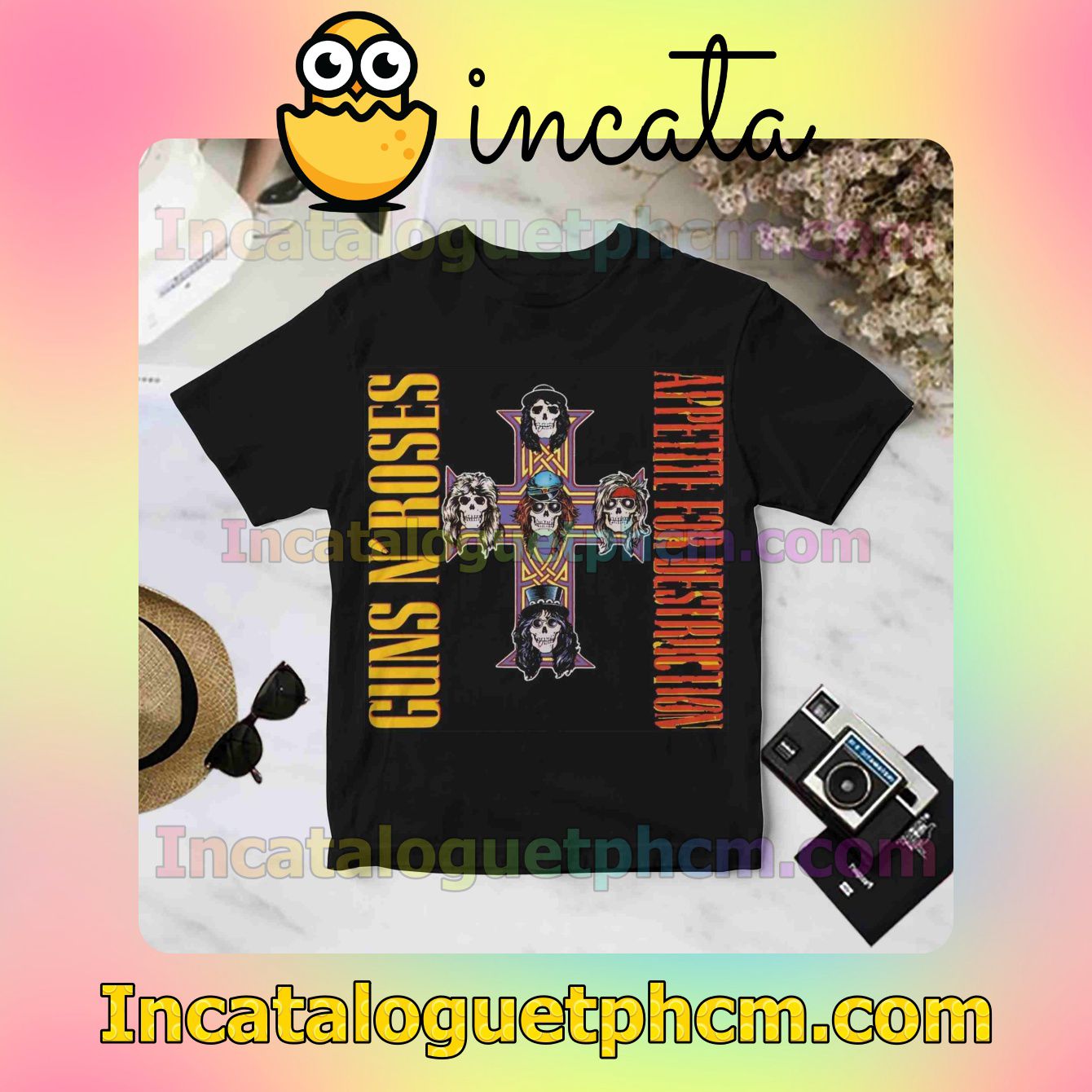 Guns N' Roses Appetite For Destruction Album Cover Black For Fan Shirt
