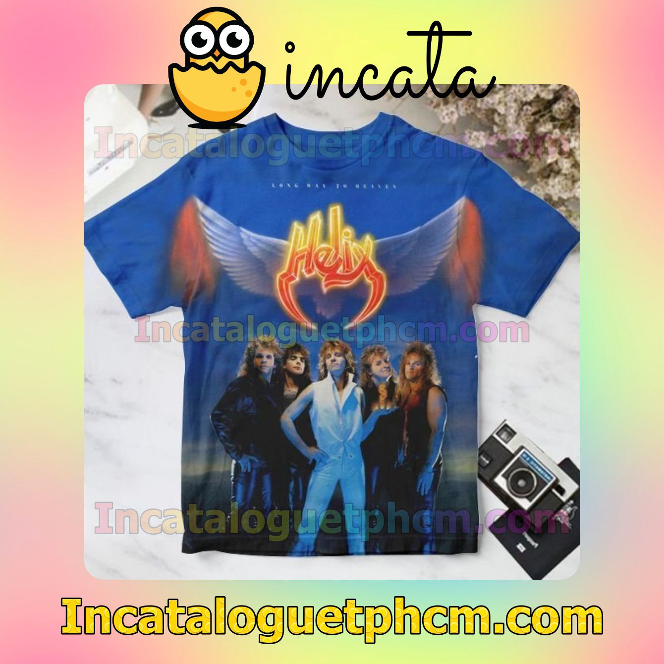 Helix Long Way To Heaven Album Cover Blue Personalized Shirt