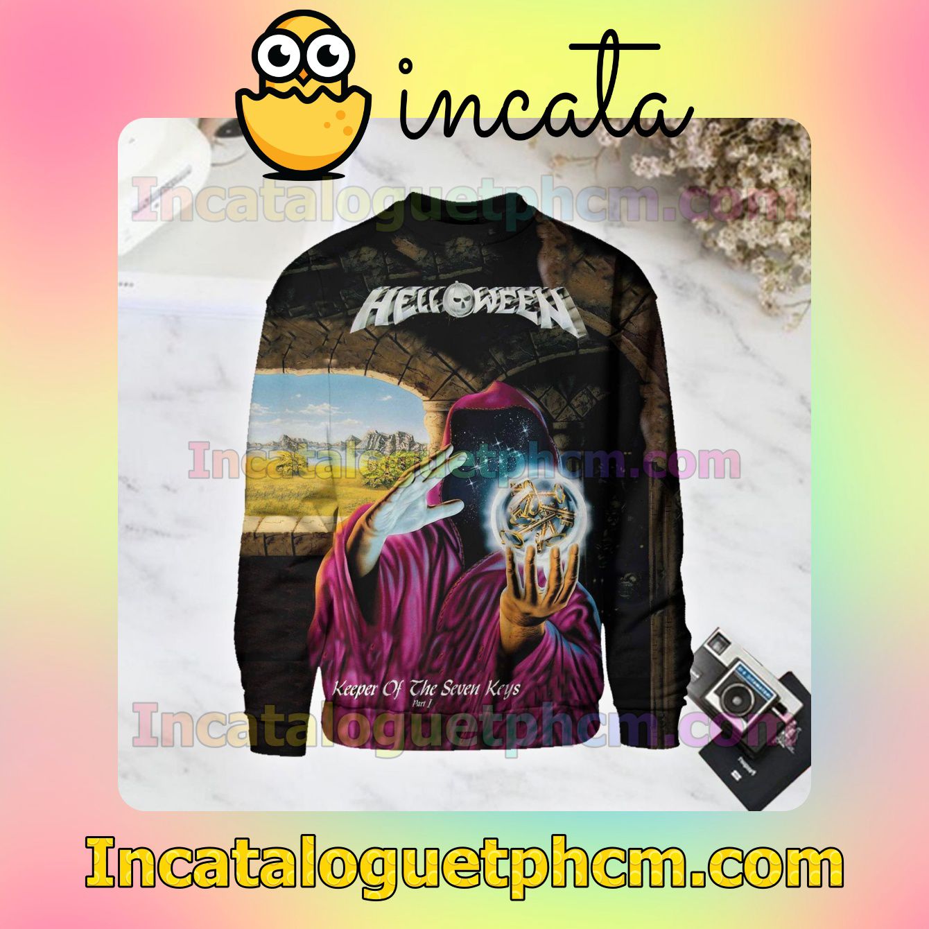 Helloween Keeper Of The Seven Keys Part I Album Cover Long Sleeve Shirts For Men