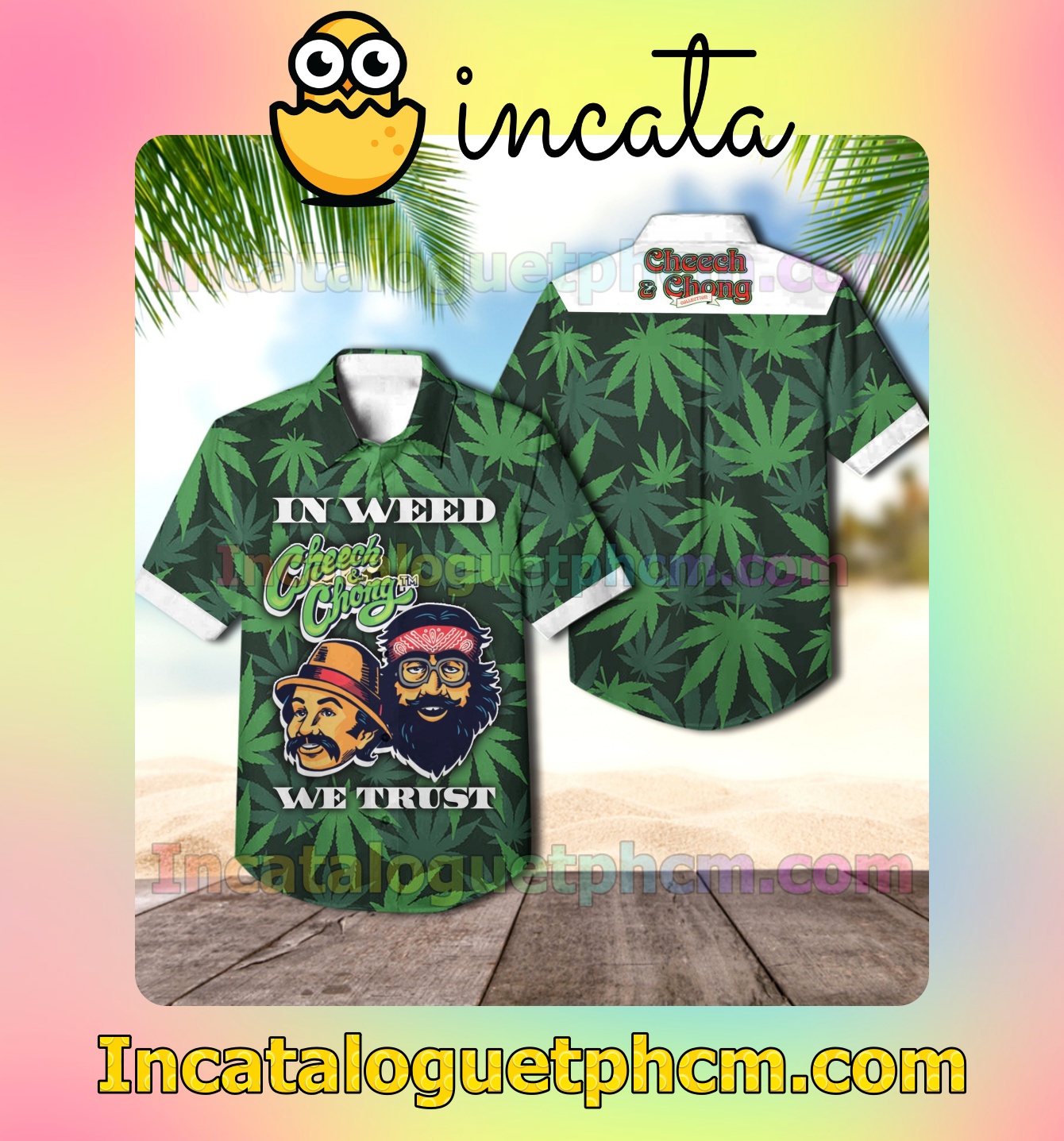 In Weed Cheech And Chong We Trust Casual Button Down Shirt