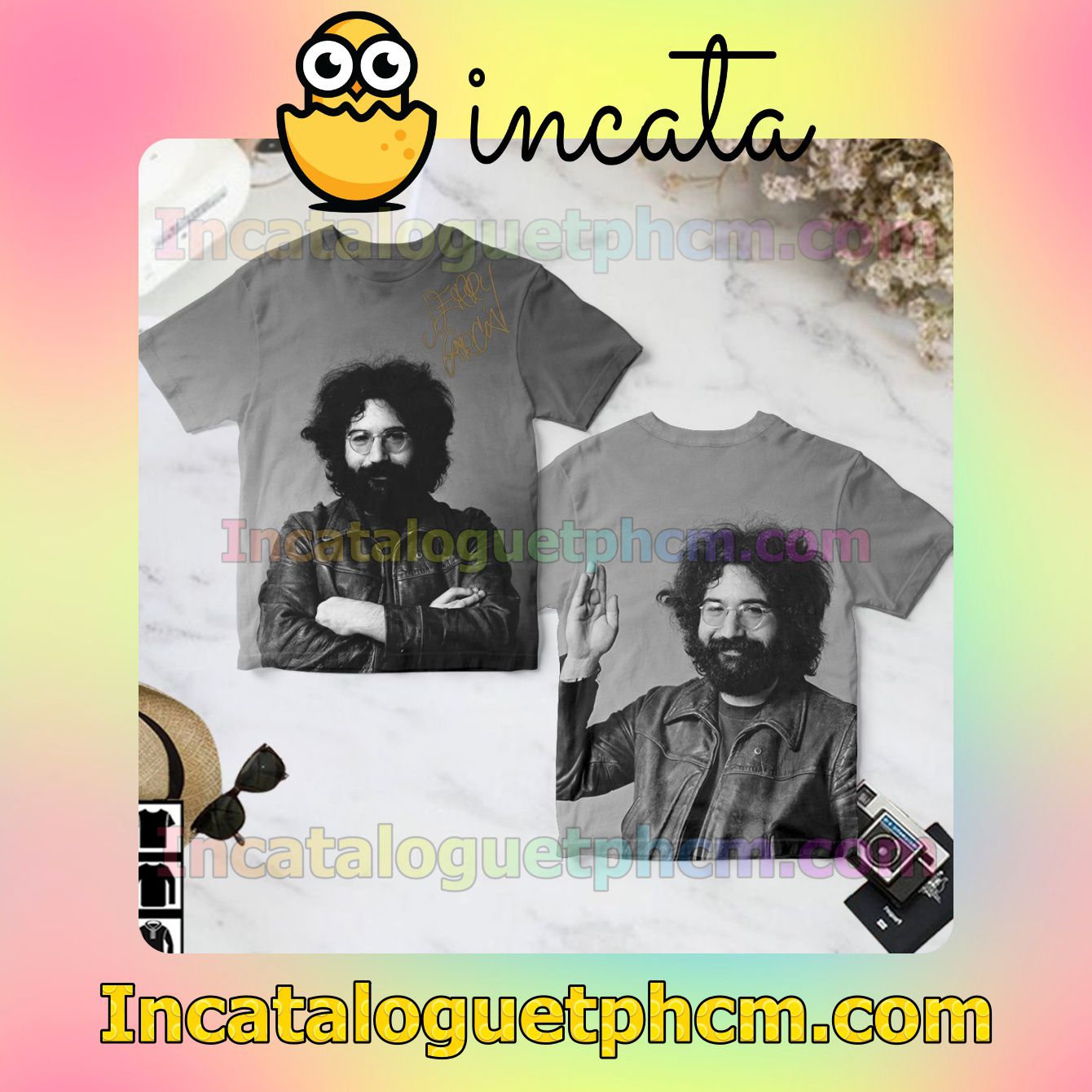 Jerry Garcia Photo Grey Gift Shirt