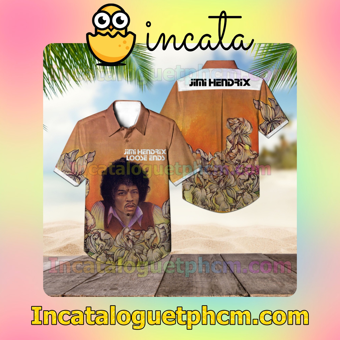 Jimi Hendrix Loose Ends Compilation Album German Cover Casual Button Down Shirt