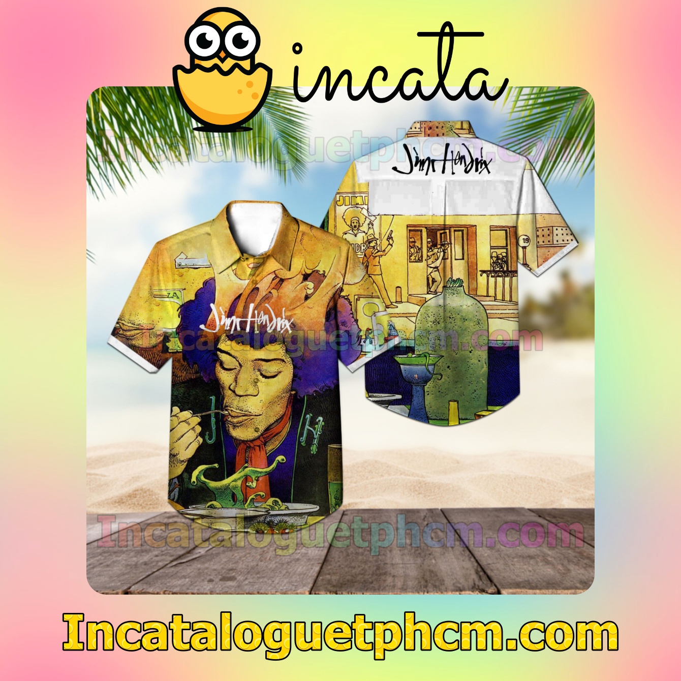 Jimi Hendrix Voodoo Soup Compilation Album Cover Casual Button Down Shirt