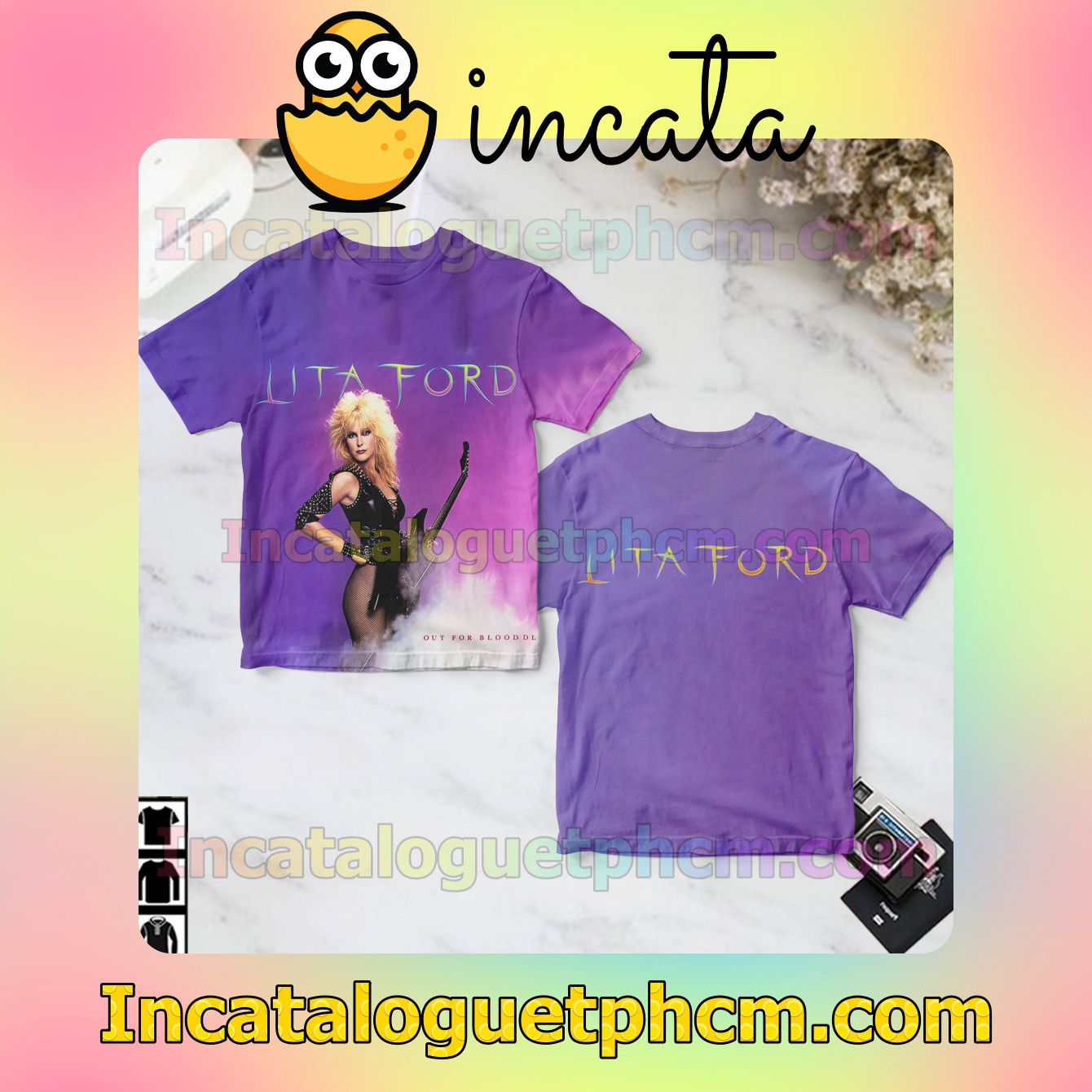 Lita Ford Out For Blood Album Cover Purple Gift Shirt