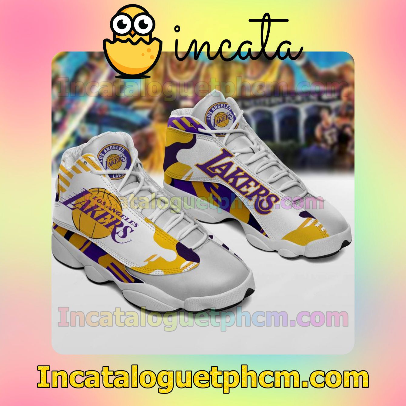 Los Angeles Lakers White Purple Jordans