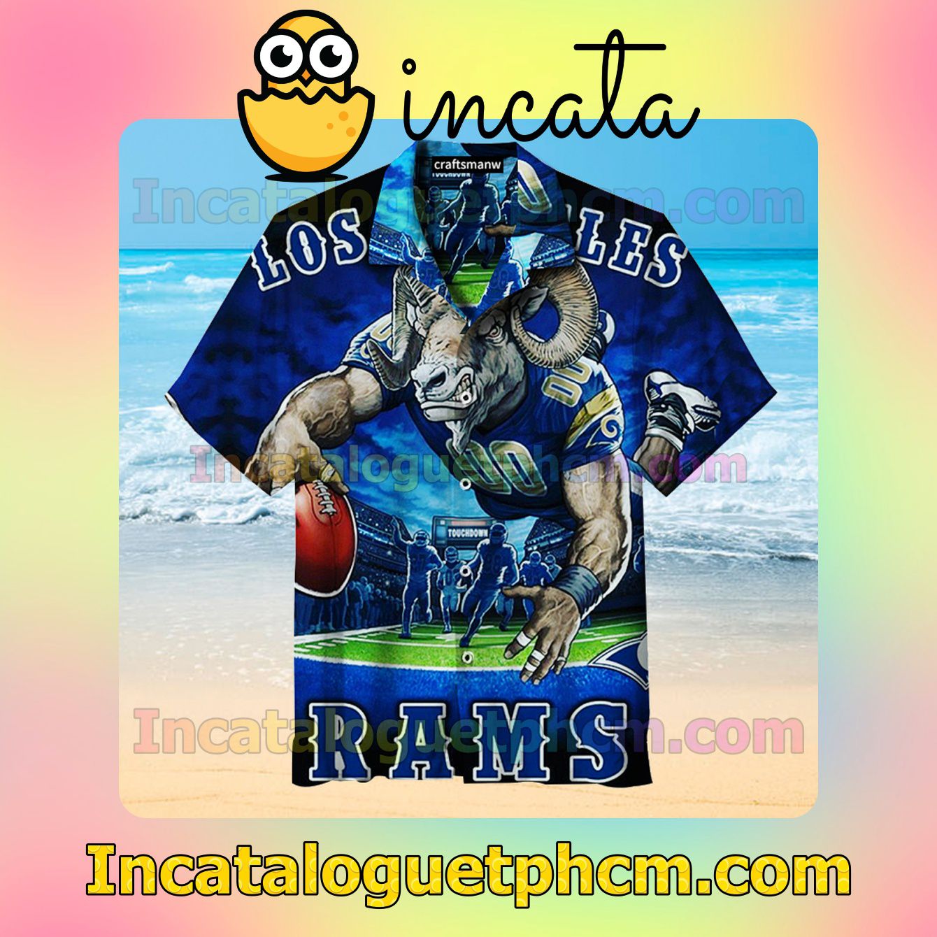 Los Angeles Rams Mascot Print Vacation Shirt