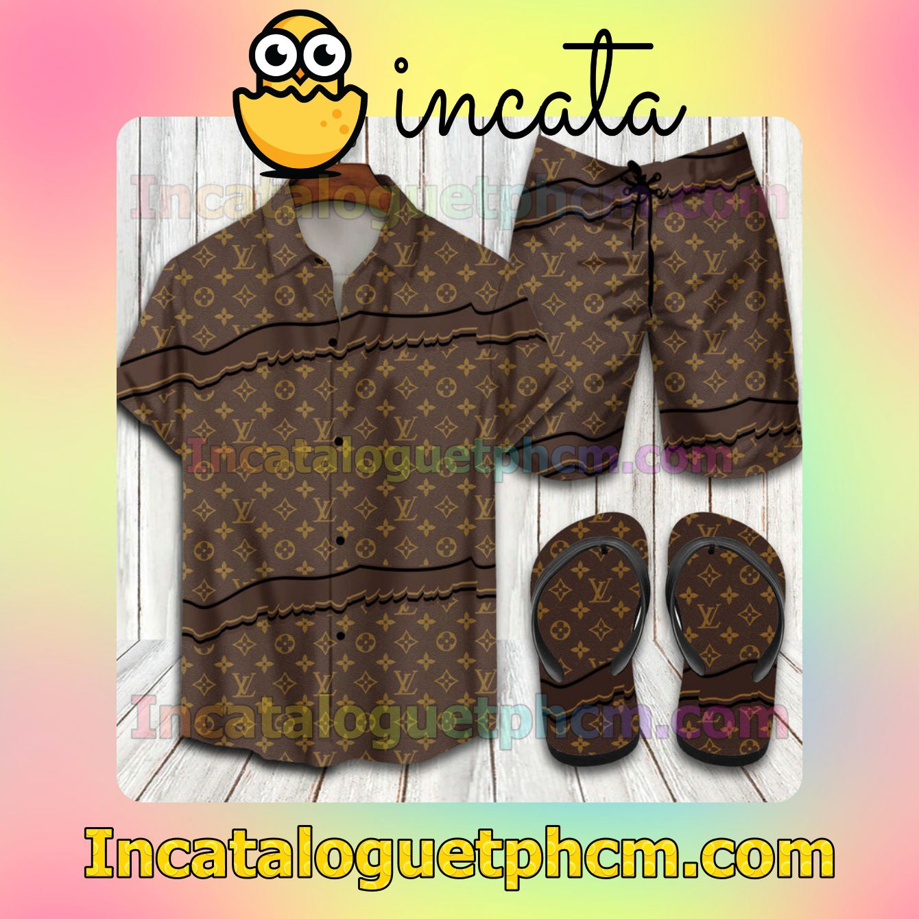 Only For Fan Louis Vuitton 2022 Brown Aloha Shirt And Shorts
