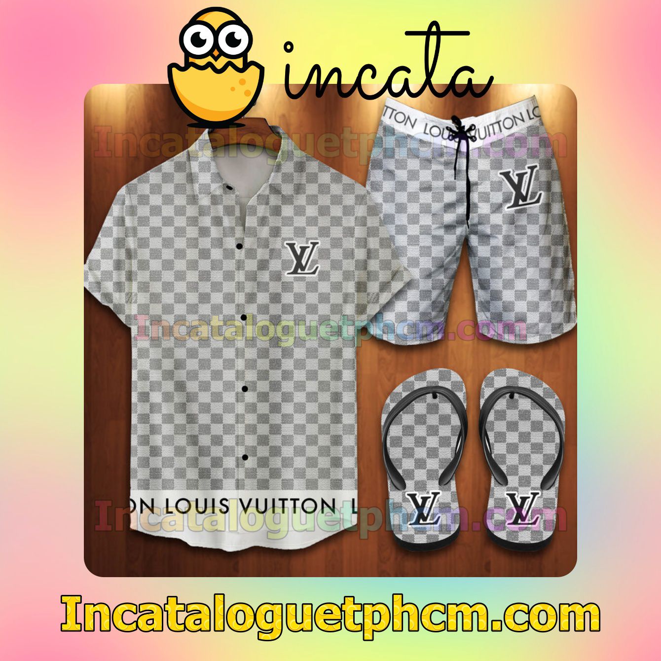 Louis Vuitton 2022 Many Squares On The Shirt Aloha Shirt And Shorts
