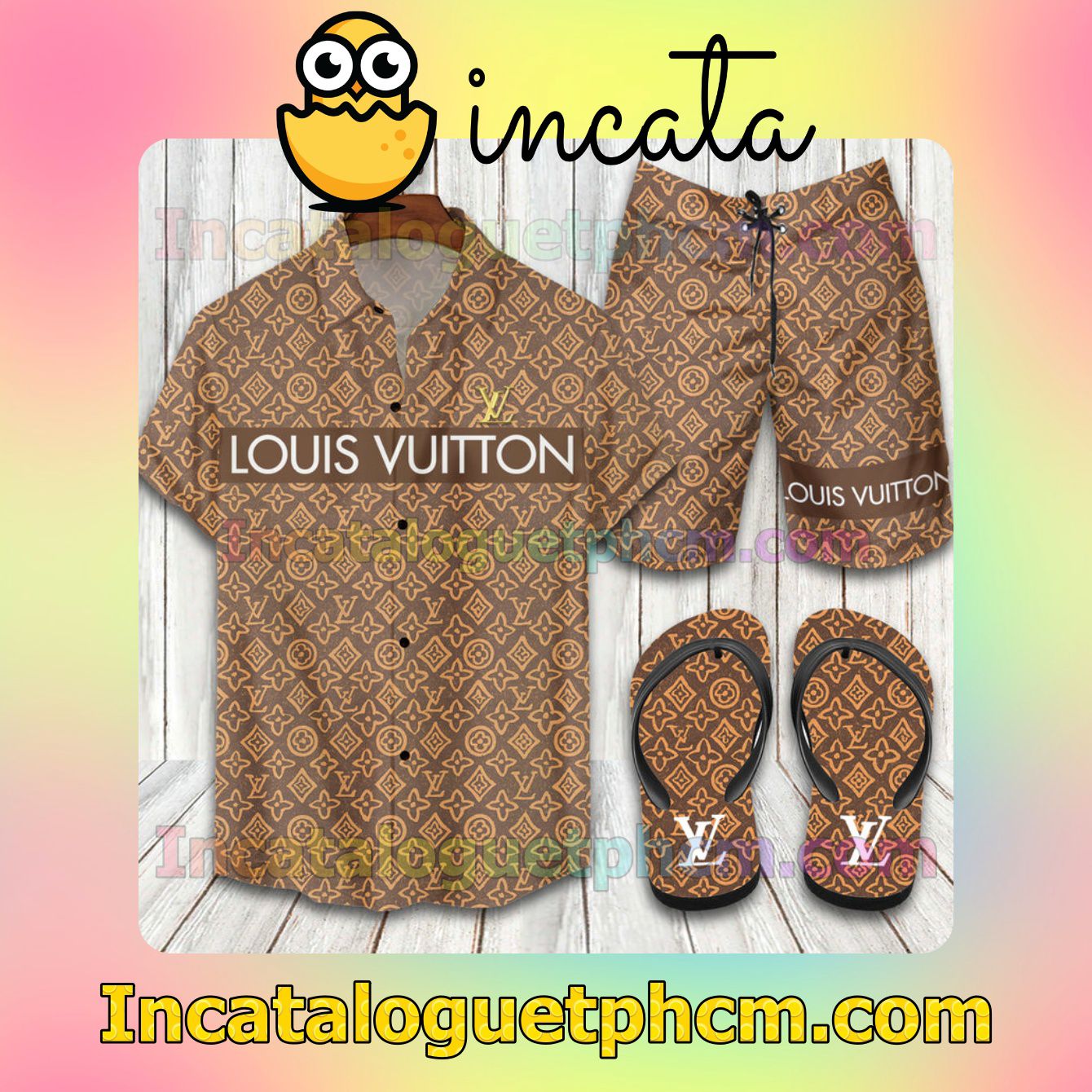 Louis Vuitton Orange Aloha Shirt And Shorts