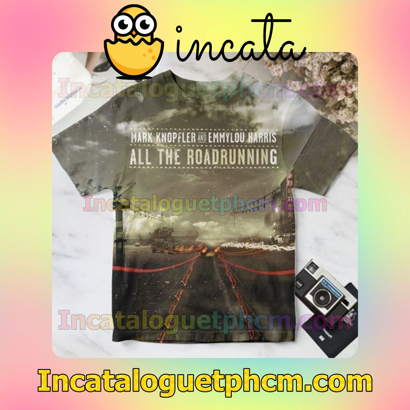 Mark Knopfler And Emmylou Harris All The Roadrunning Album Cover For Fan Personalized T-Shirt