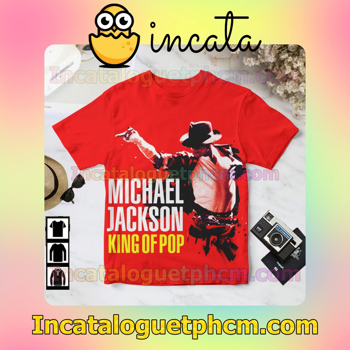 Michael Jackson King Of Pop Compilation Album Cover Red Gift Shirt