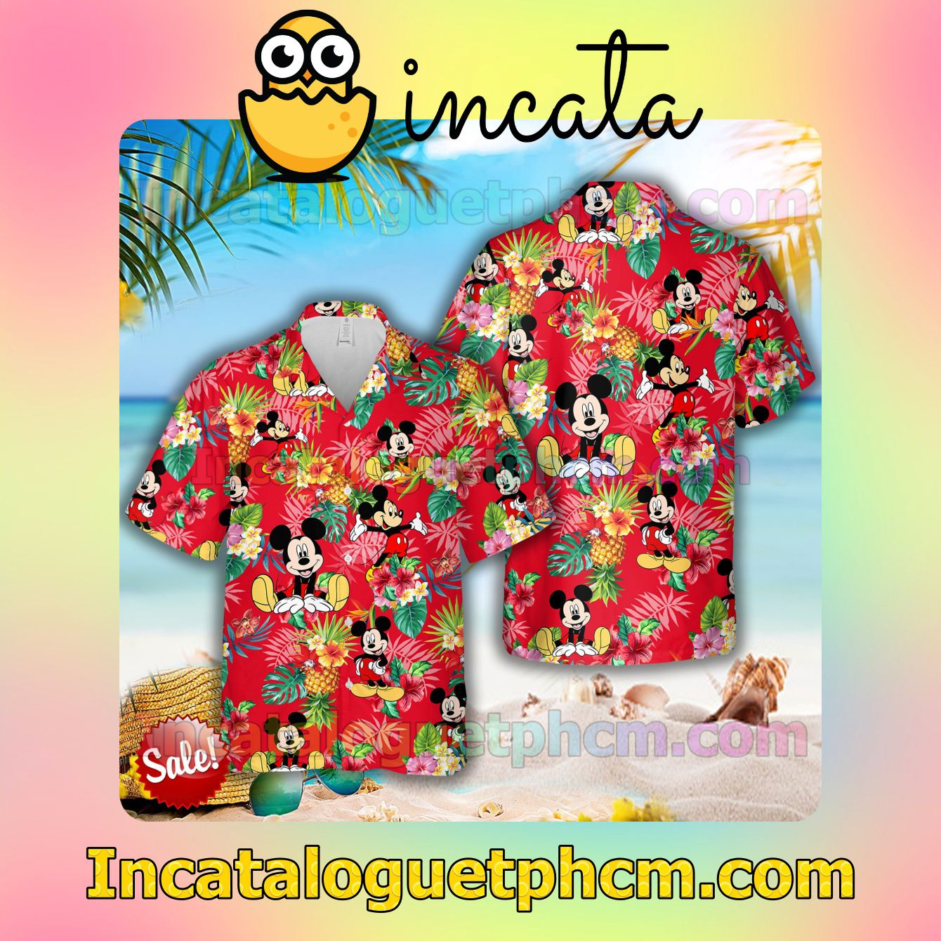 Mickey Mouse Pineapple Fruit Tropical Beach Shirt