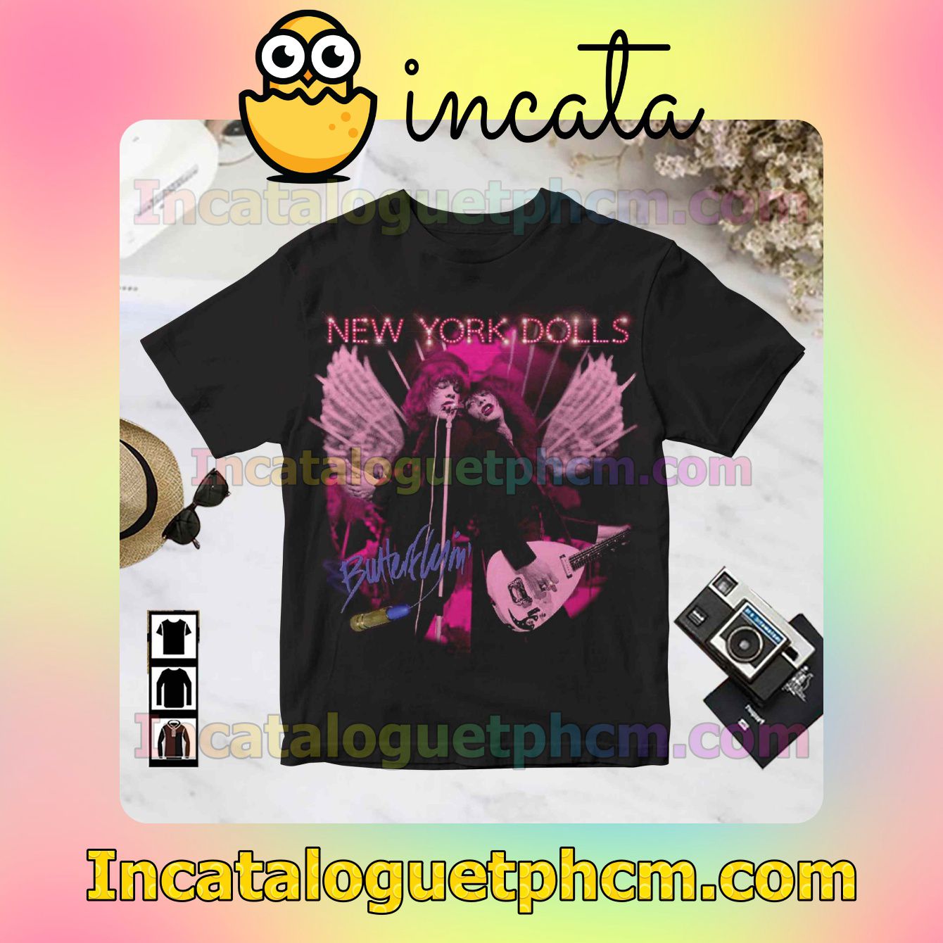 New York Dolls Butterflyin' Album Cover Black For Fan Shirt
