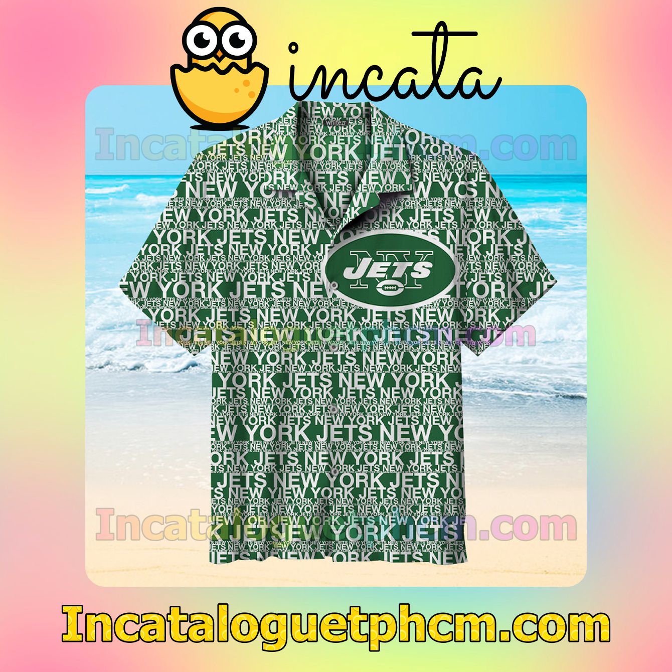 New York Jets Alphabet Print Green Vacation Shirt
